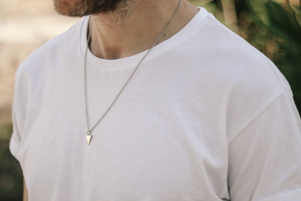 Triangle necklace for men, waterproof jewelry, men's necklace with a silver triangle pendant, festival jewelry