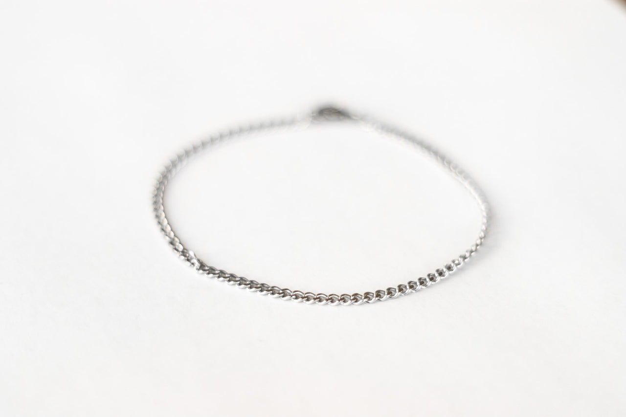 Silver tone chain anklet, waterproof ankle bracelet, gift for her, festival jewelry