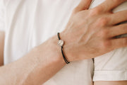 silver yin and yang bracelet for men black cord - shani and Adi Jewelry
