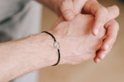 silver yin and yang bracelet for men black cord - shani and Adi Jewelry