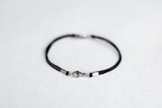 handmade silver yin and yang bracelet for women, black cord - shani and adi jewelry