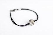 handmade silver yin and yang bracelet for women, black cord - shani and adi jewelry