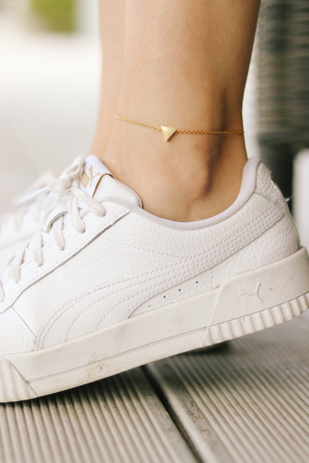 Triangle anklet, gold tone ankle bracelet small triangle, personalised jewelry