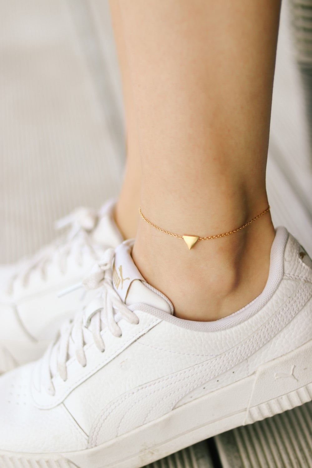 Triangle anklet, gold tone ankle bracelet small triangle, personalised jewelry