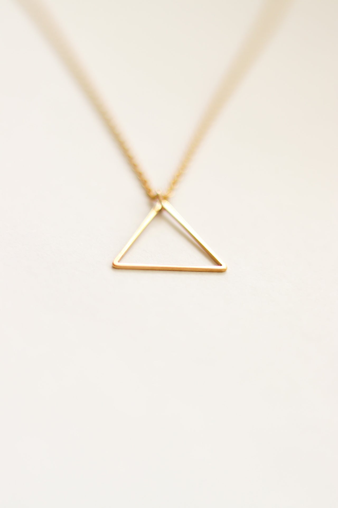 Gold tone triangle necklace for women, stainless steel chain necklace