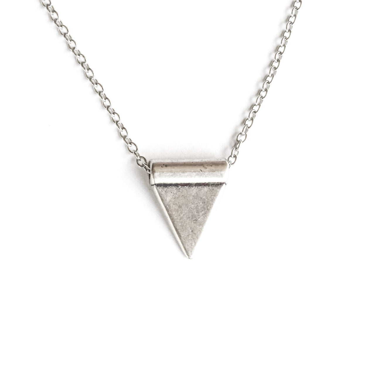 Triangle necklace for men, triangle bead, silver link chain, gift for him, geometric