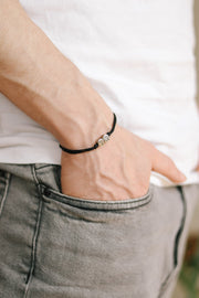 kids bracelet with children charms for men silver beads black string