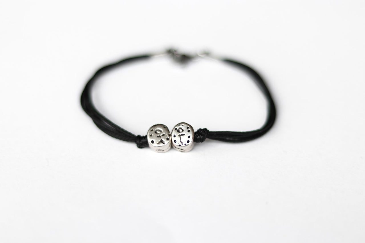 kids bracelet with children charms for men silver beads black string