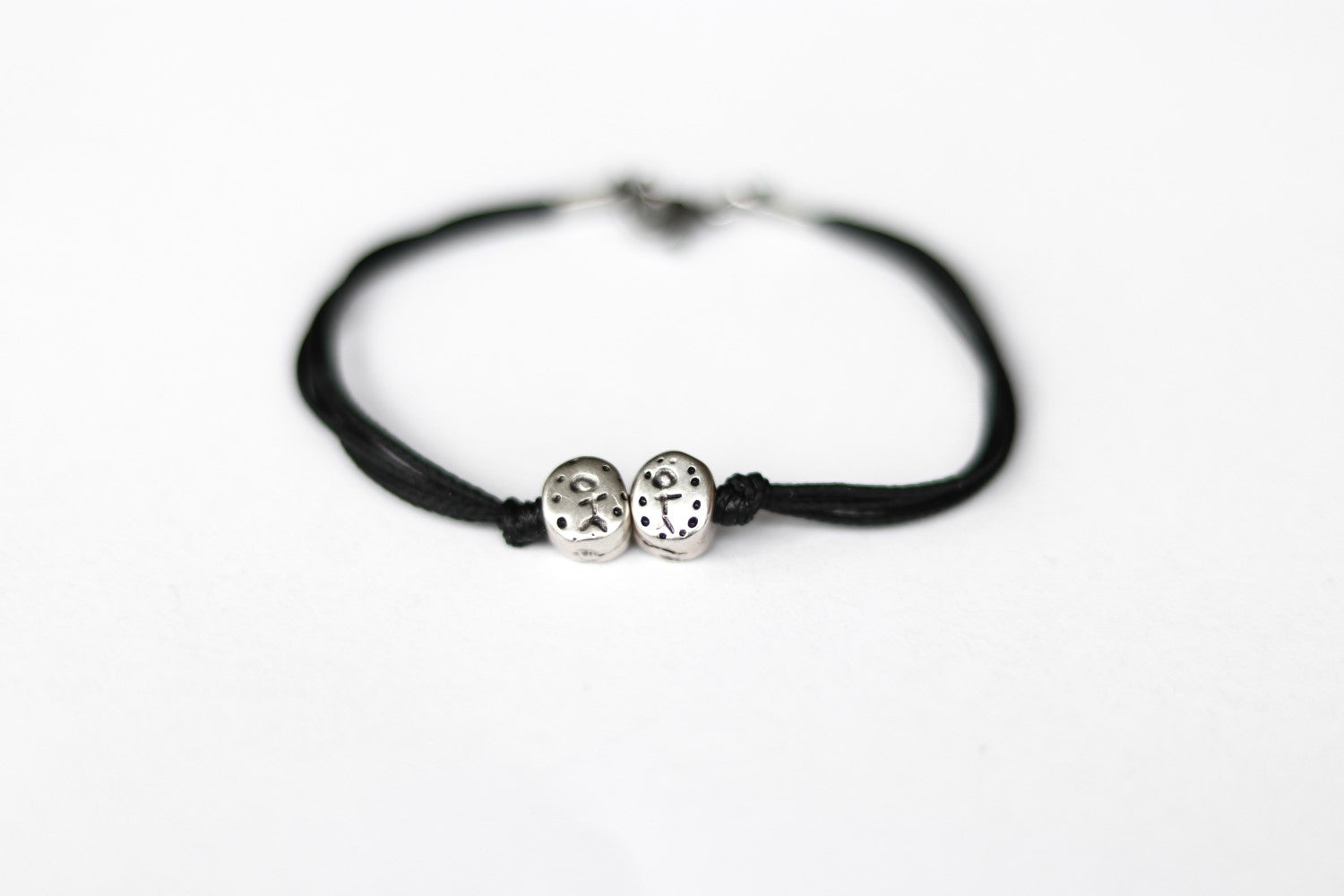 kids bracelet with children charms for men silver beads black string