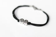 kids bracelet with children charms for men silver beads black string