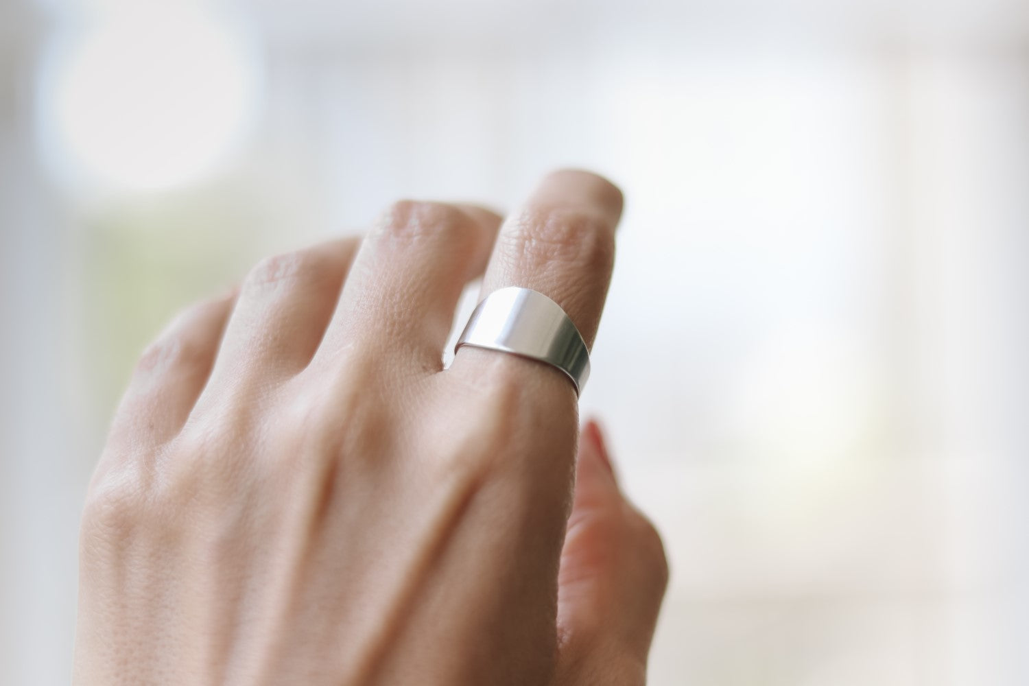 silver flat ring for women - shani and Adi Jewelry