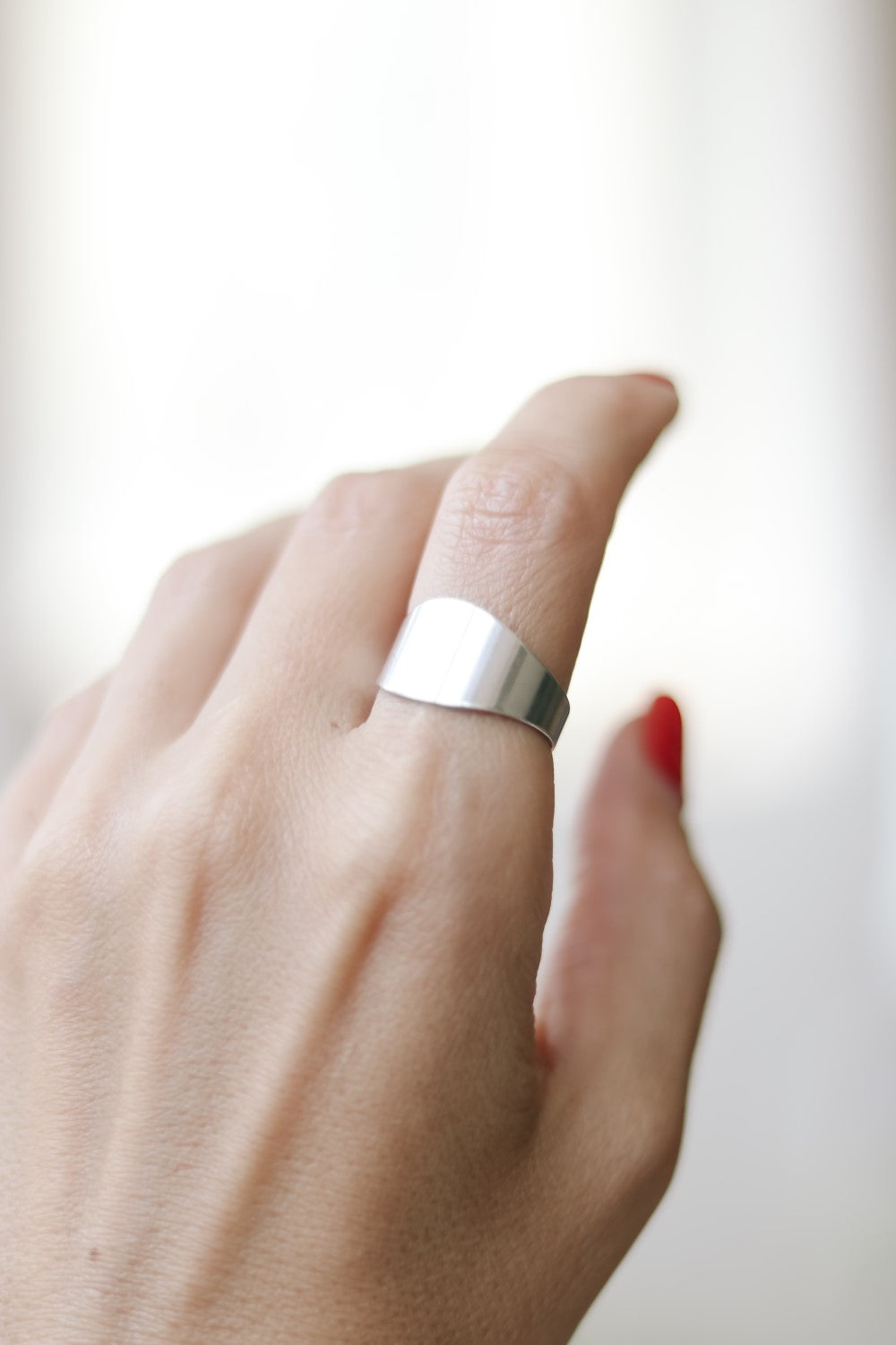 silver flat ring for women - shani and Adi Jewelry