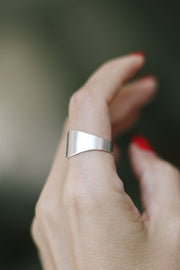 silver flat ring for women - shani and Adi Jewelry