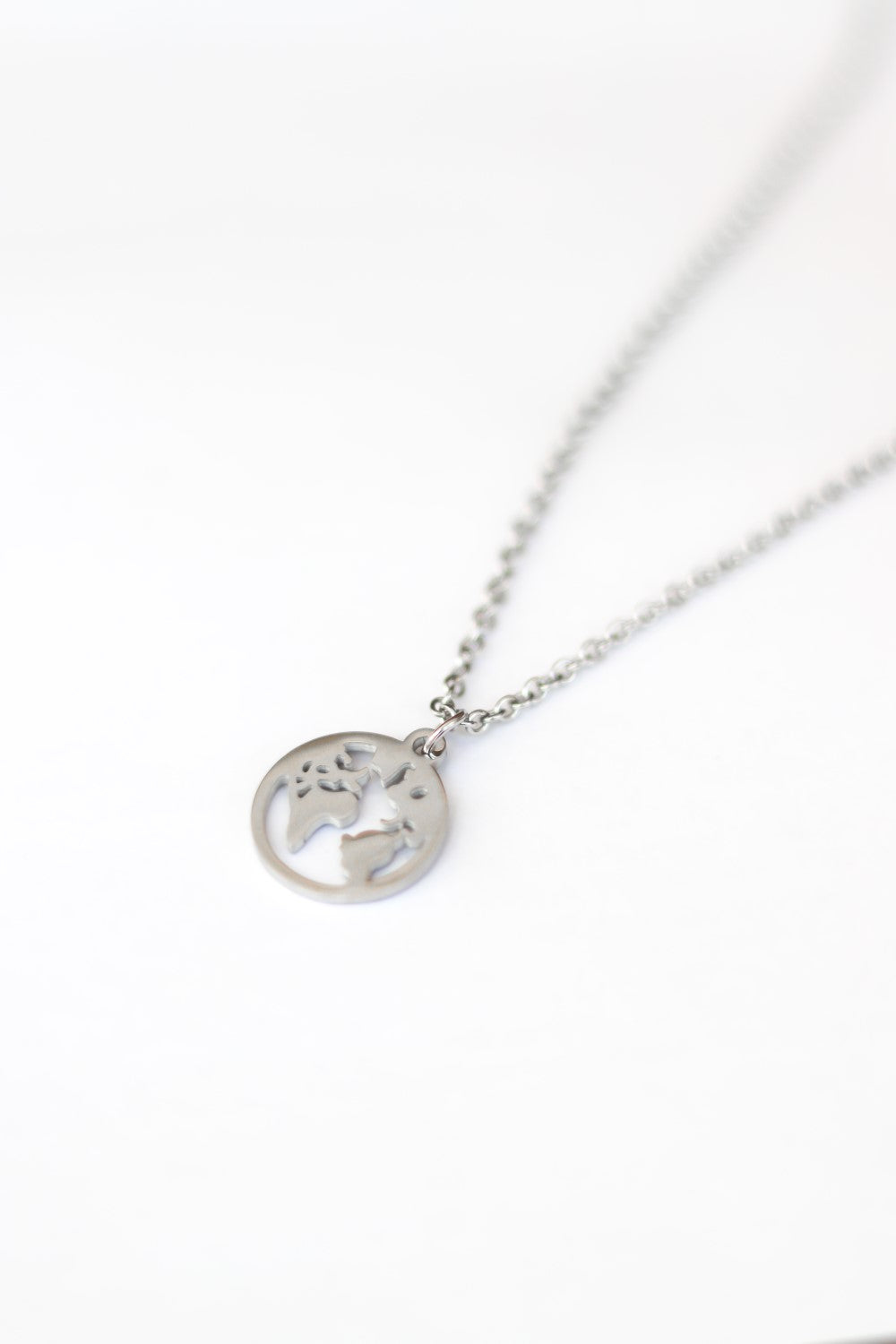World map necklace for men