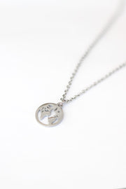 World map necklace for men