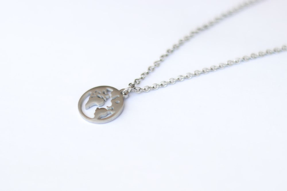 World map necklace for men