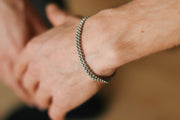 silver wrapped rolo chain bracelet for men