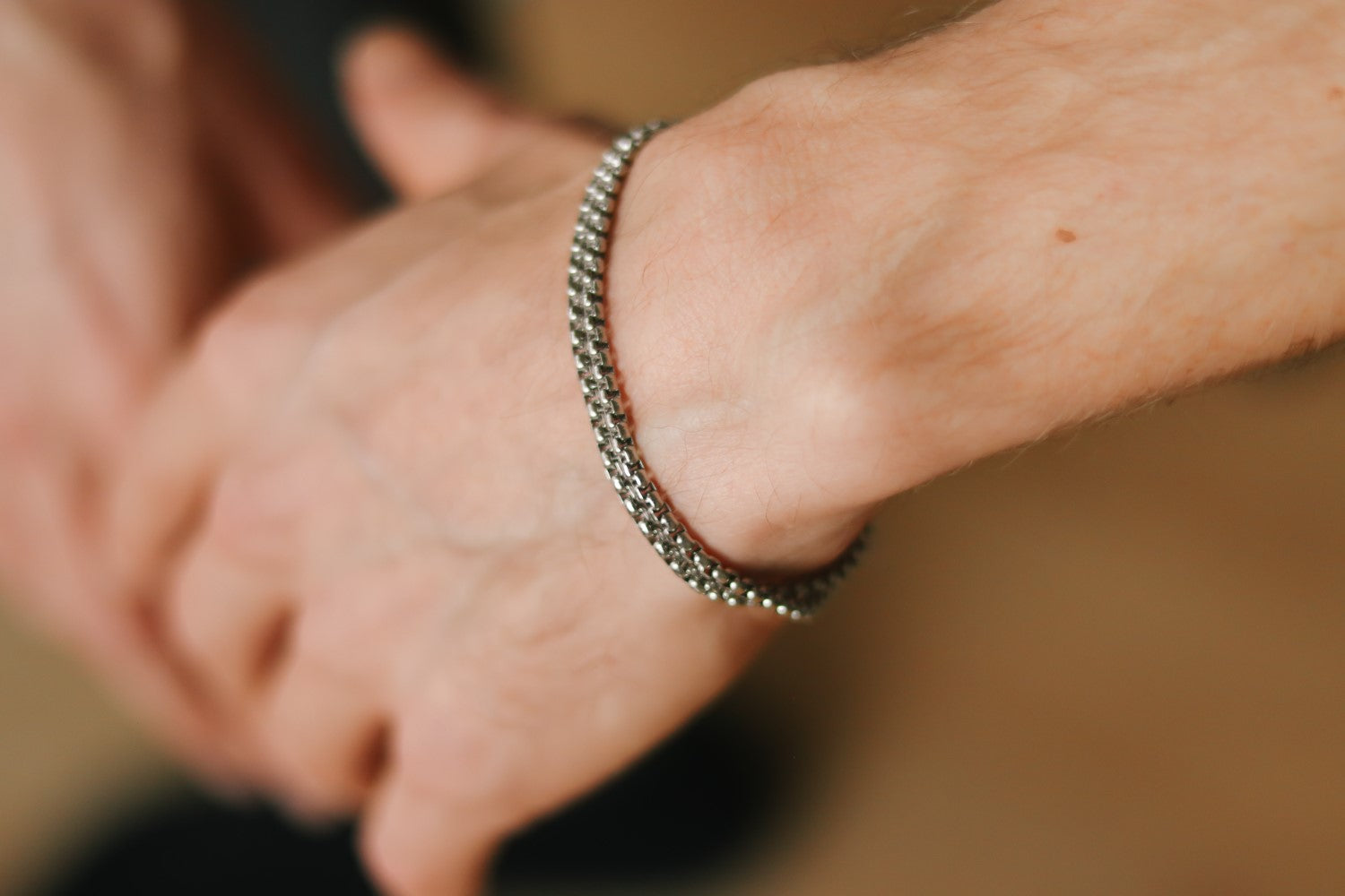 silver wrapped rolo chain bracelet for men