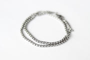 silver wrapped rolo chain bracelet for men