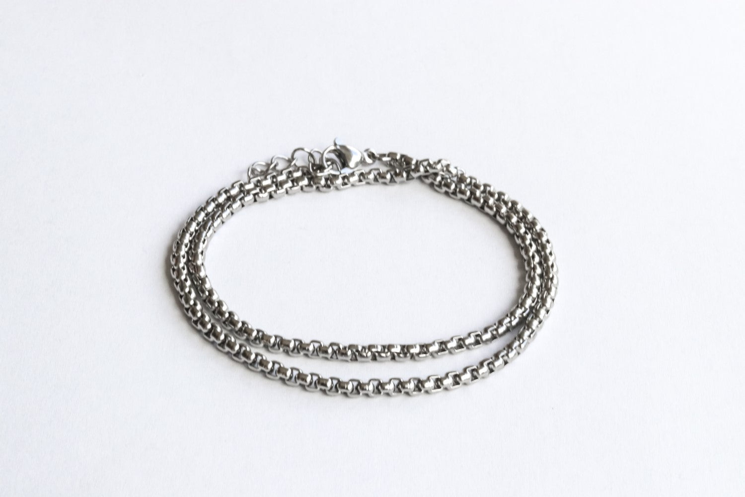 silver wrapped rolo chain bracelet for men