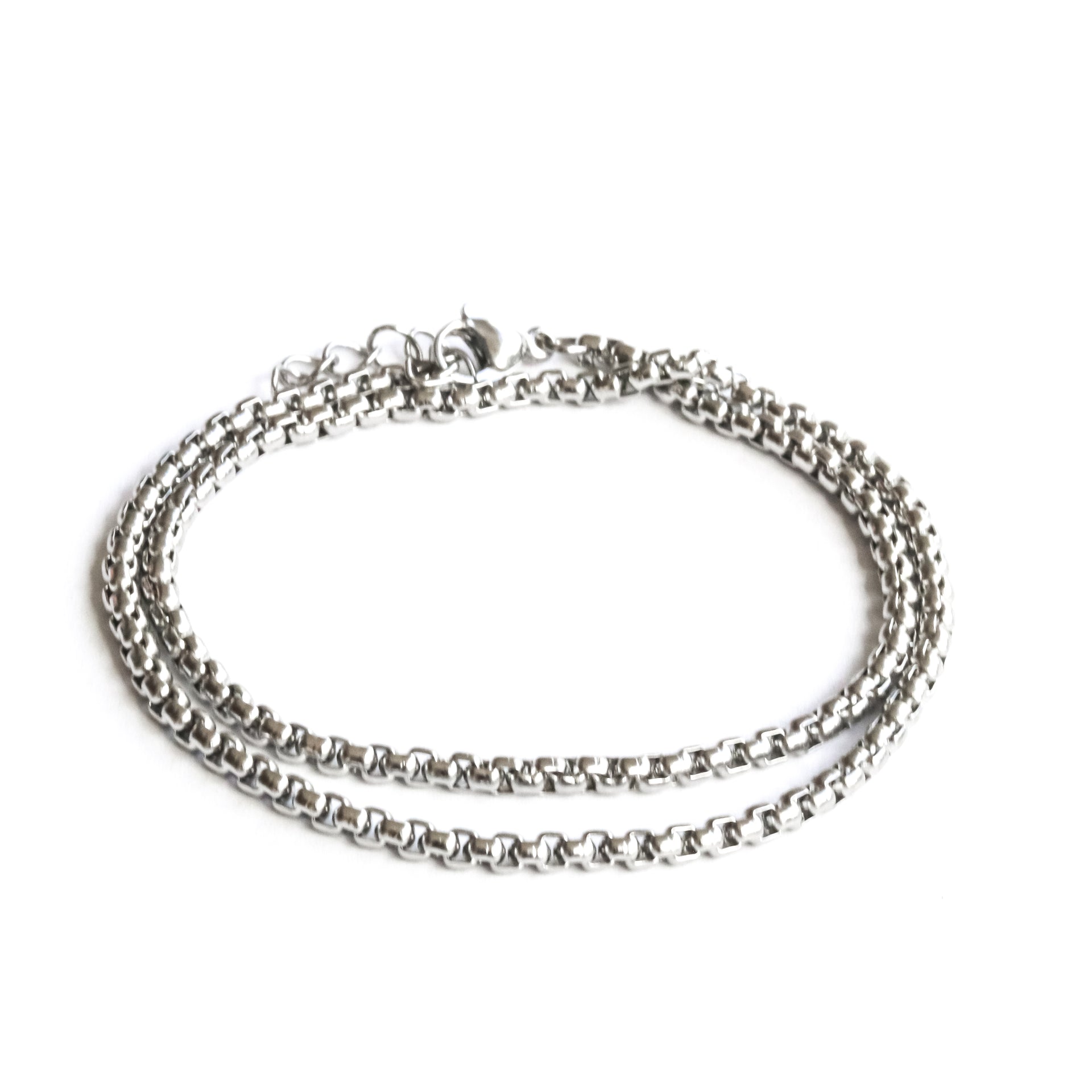 silver wrapped rolo chain bracelet for men