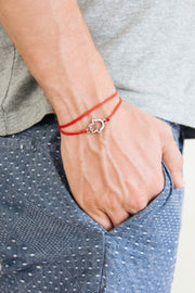 Wrapped Hamsa bracelet for men, red cord - shani-adi-jewerly