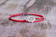 Wrapped Hamsa bracelet for men, red cord - shani-adi-jewerly