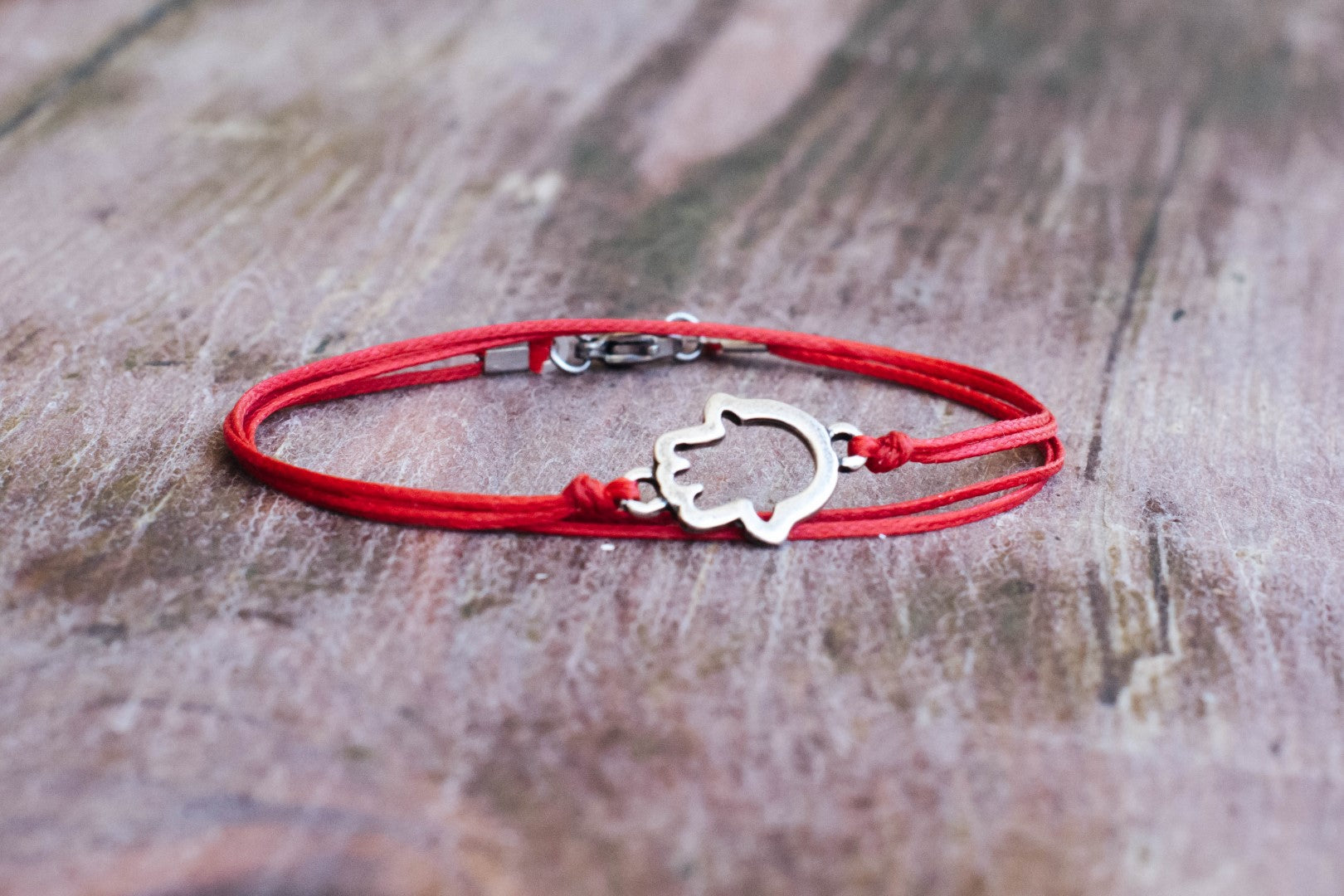 Wrapped Hamsa bracelet for men, red cord - shani-adi-jewerly